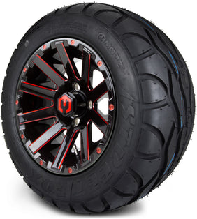 12" MODZ Mauler Glossy Black & Red - Tire and Wheel Combo