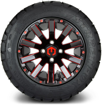 12" MODZ Mauler Glossy Black & Red - Tire and Wheel Combo