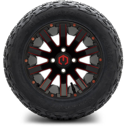 12" MODZ Mauler Glossy Black & Red - Tire and Wheel Combo