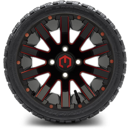 12" MODZ Mauler Glossy Black & Red - Tire and Wheel Combo