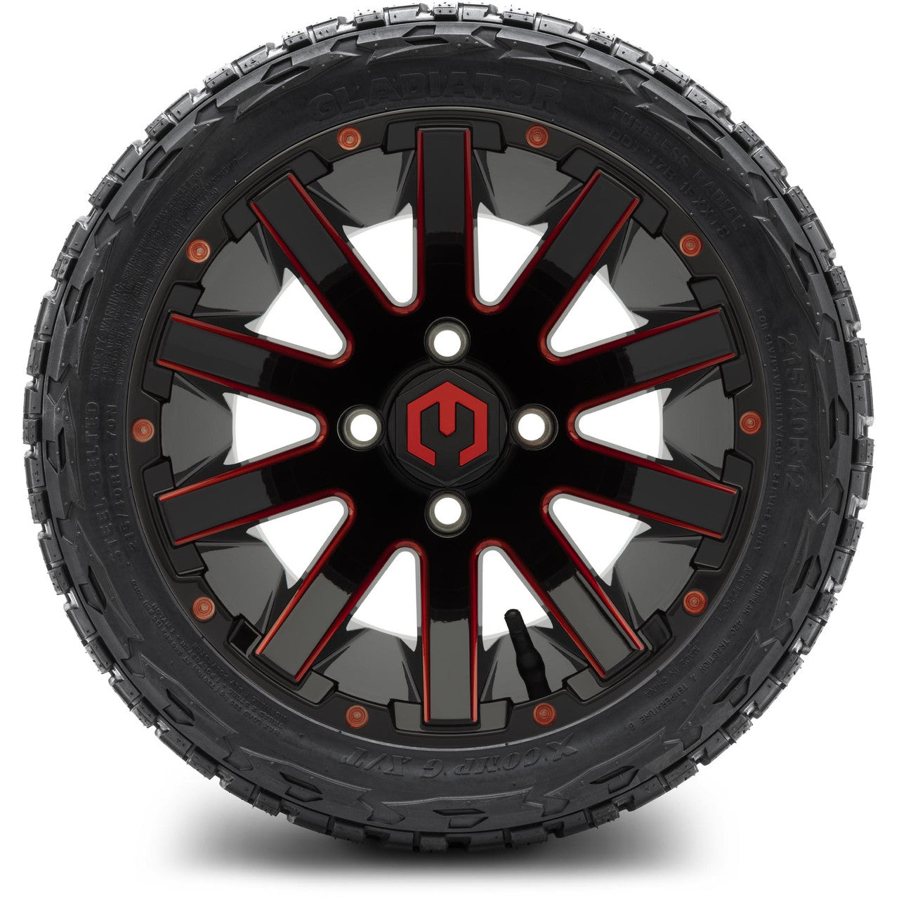 12" MODZ Mauler Glossy Black & Red - Tire and Wheel Combo