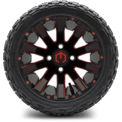 12" MODZ Mauler Glossy Black & Red - Tire and Wheel Combo