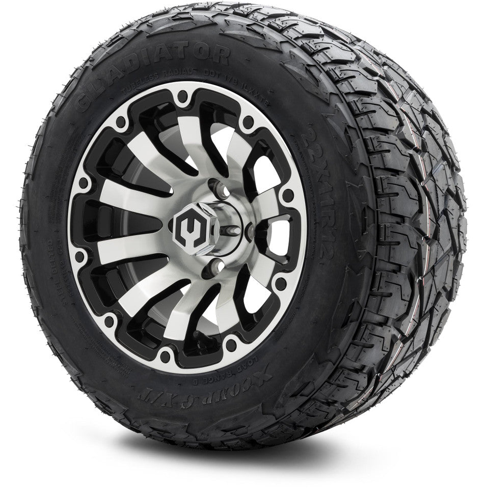 12" MODZ Bomber Machined Black - Tire and Wheel Combo