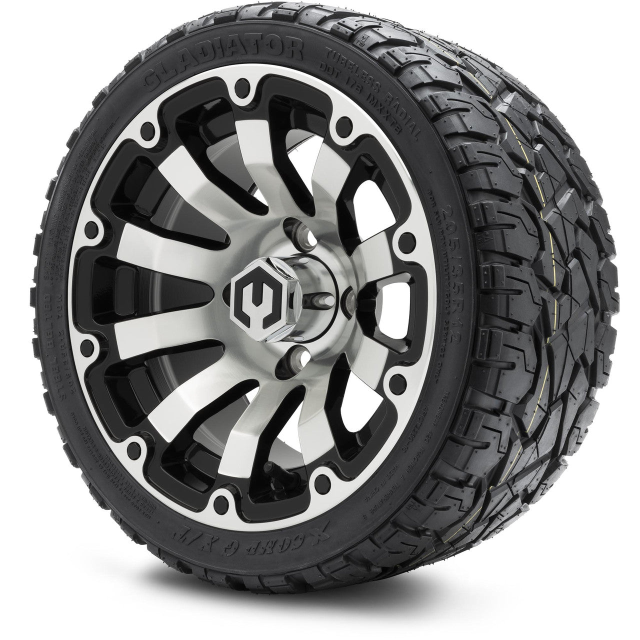 12" MODZ Bomber Machined Black - Tire and Wheel Combo