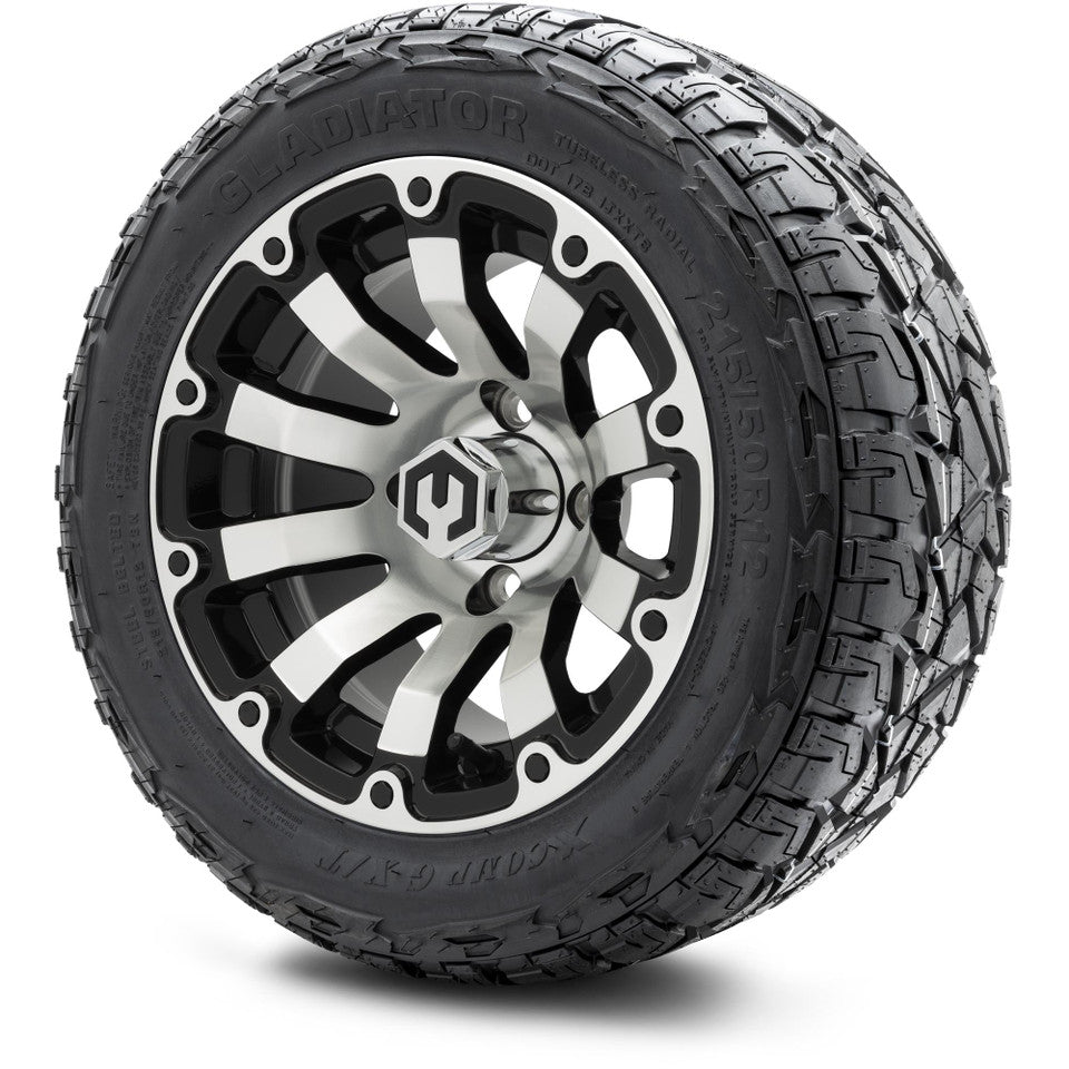 12" MODZ Bomber Machined Black - Tire and Wheel Combo