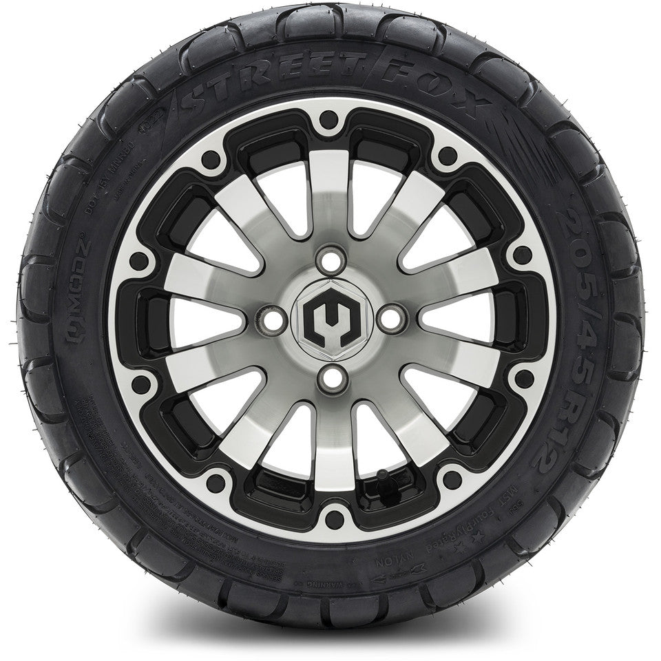 12" MODZ Bomber Machined Black - Tire and Wheel Combo
