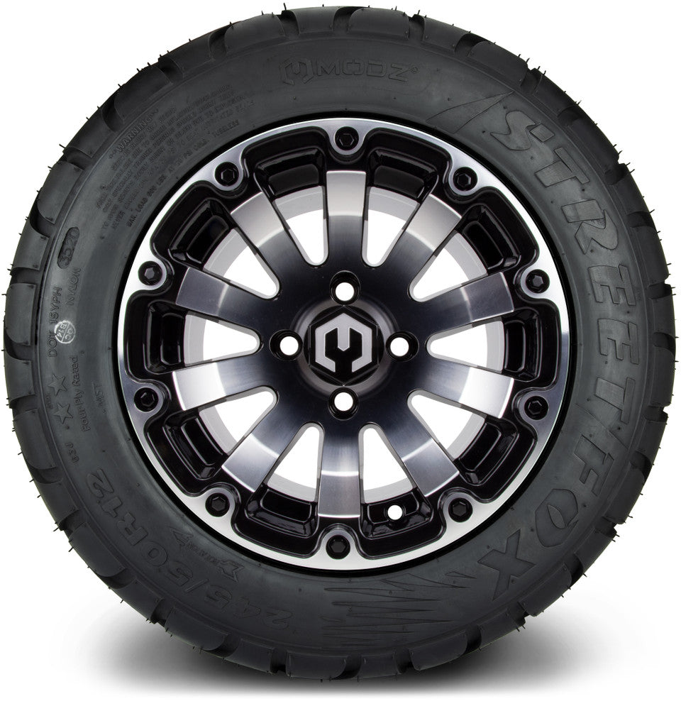 12" MODZ Bomber Machined Black - Tire and Wheel Combo