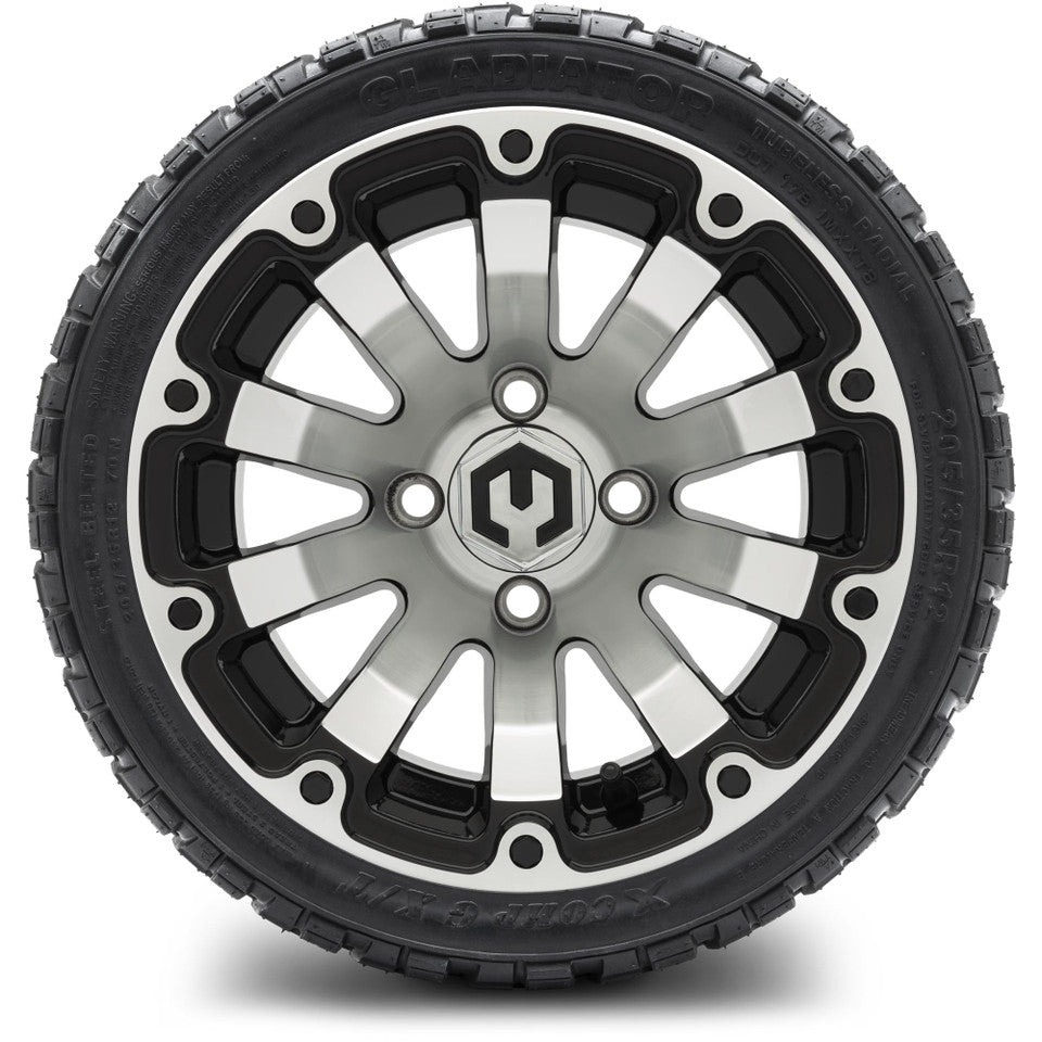 12" MODZ Bomber Machined Black - Tire and Wheel Combo