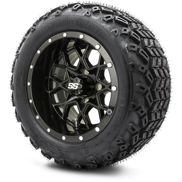 12" MODZ Vortex Glossy Black - Tire and Wheel Combo