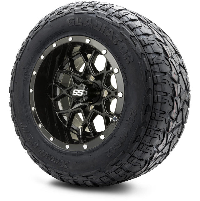 12" MODZ Vortex Glossy Black - Tire and Wheel Combo