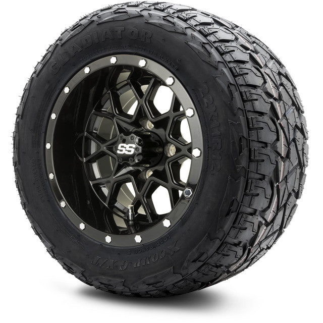 12" MODZ Vortex Glossy Black - Tire and Wheel Combo