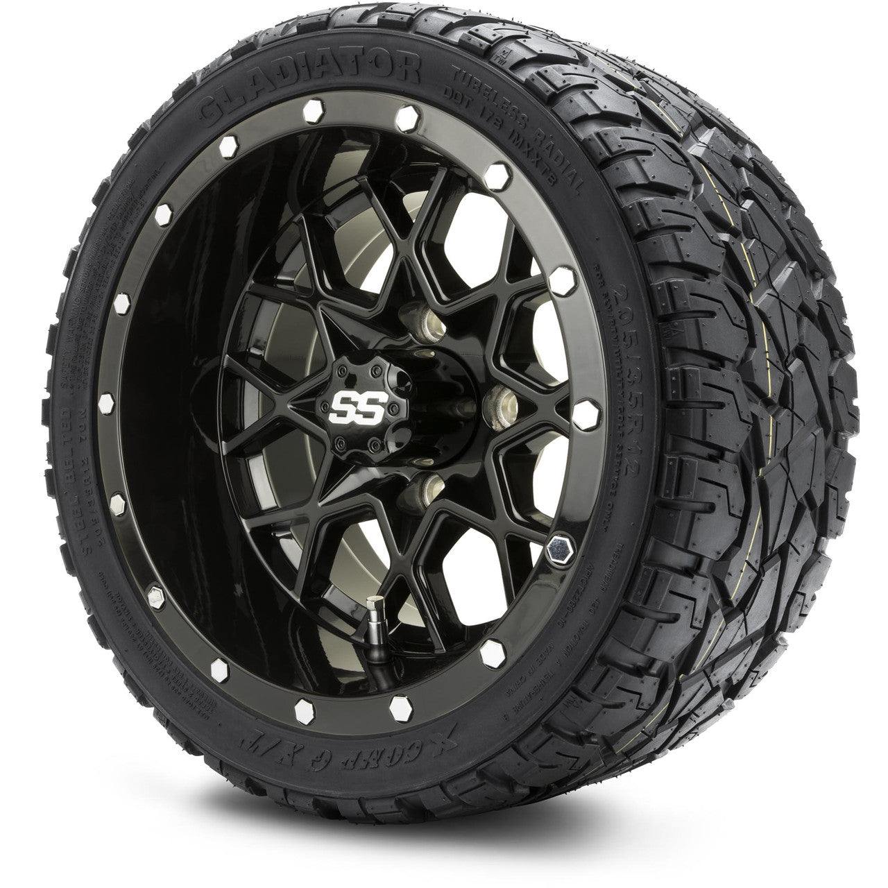 12" MODZ Vortex Glossy Black - Tire and Wheel Combo