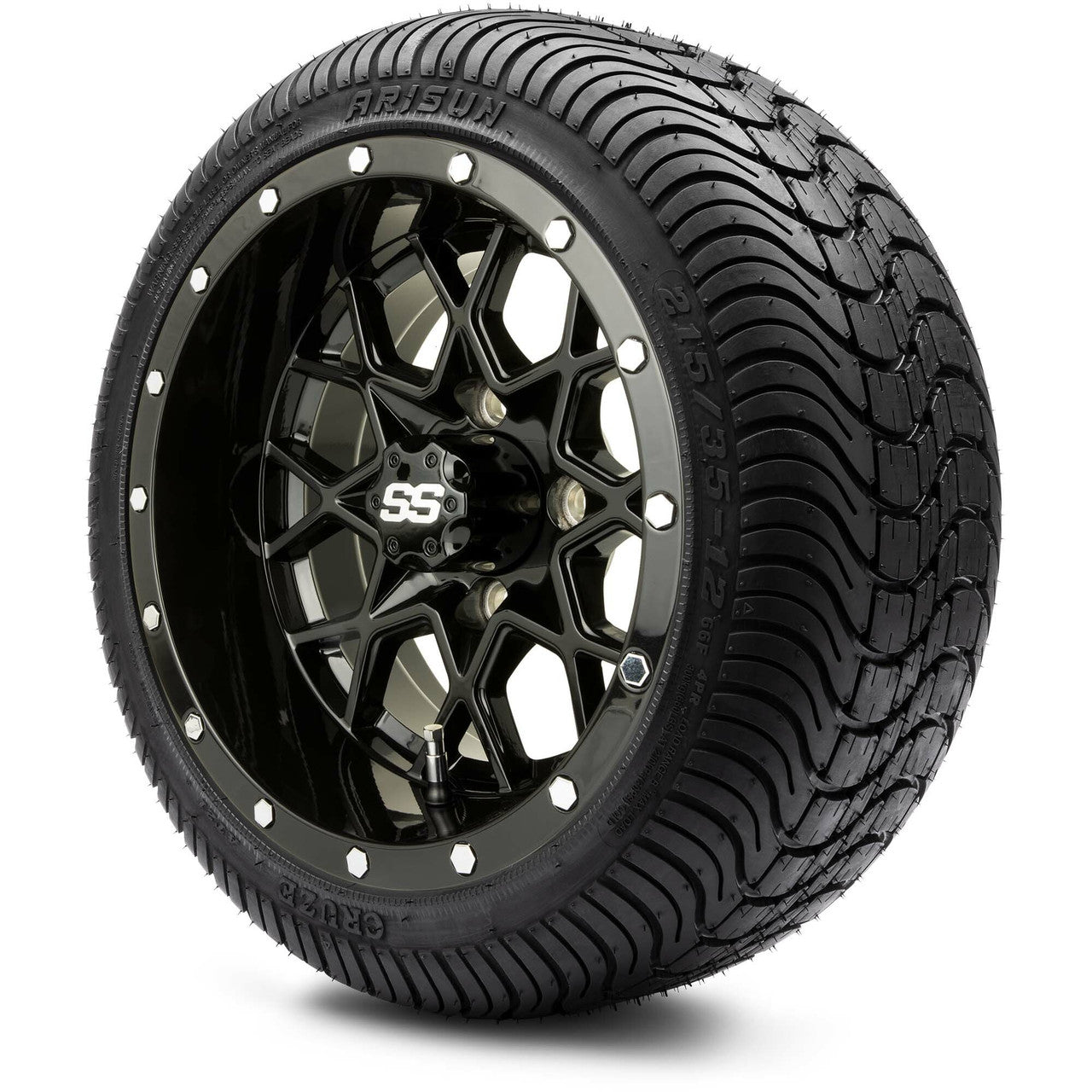 12" MODZ Vortex Glossy Black - Tire and Wheel Combo