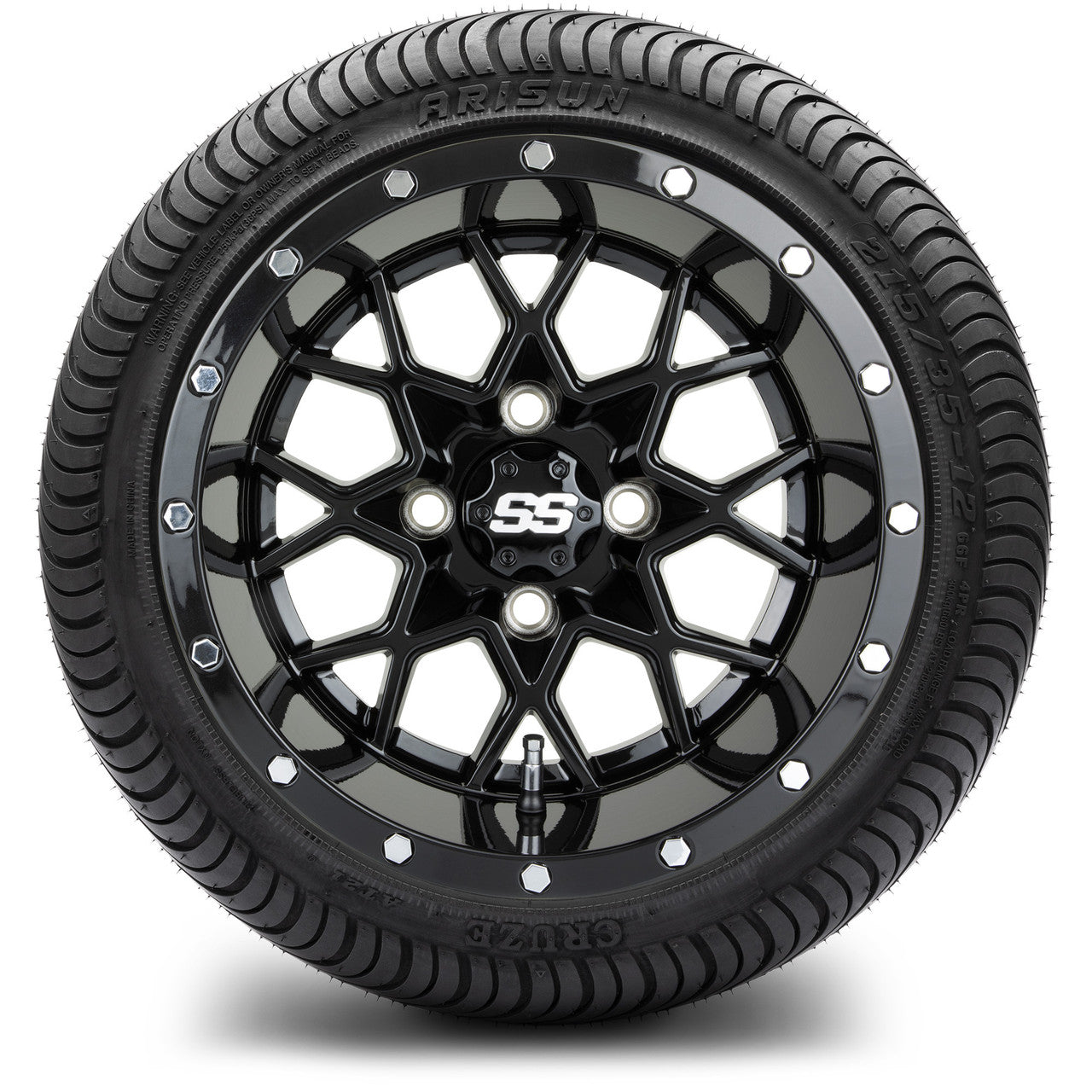 12" MODZ Vortex Glossy Black - Tire and Wheel Combo
