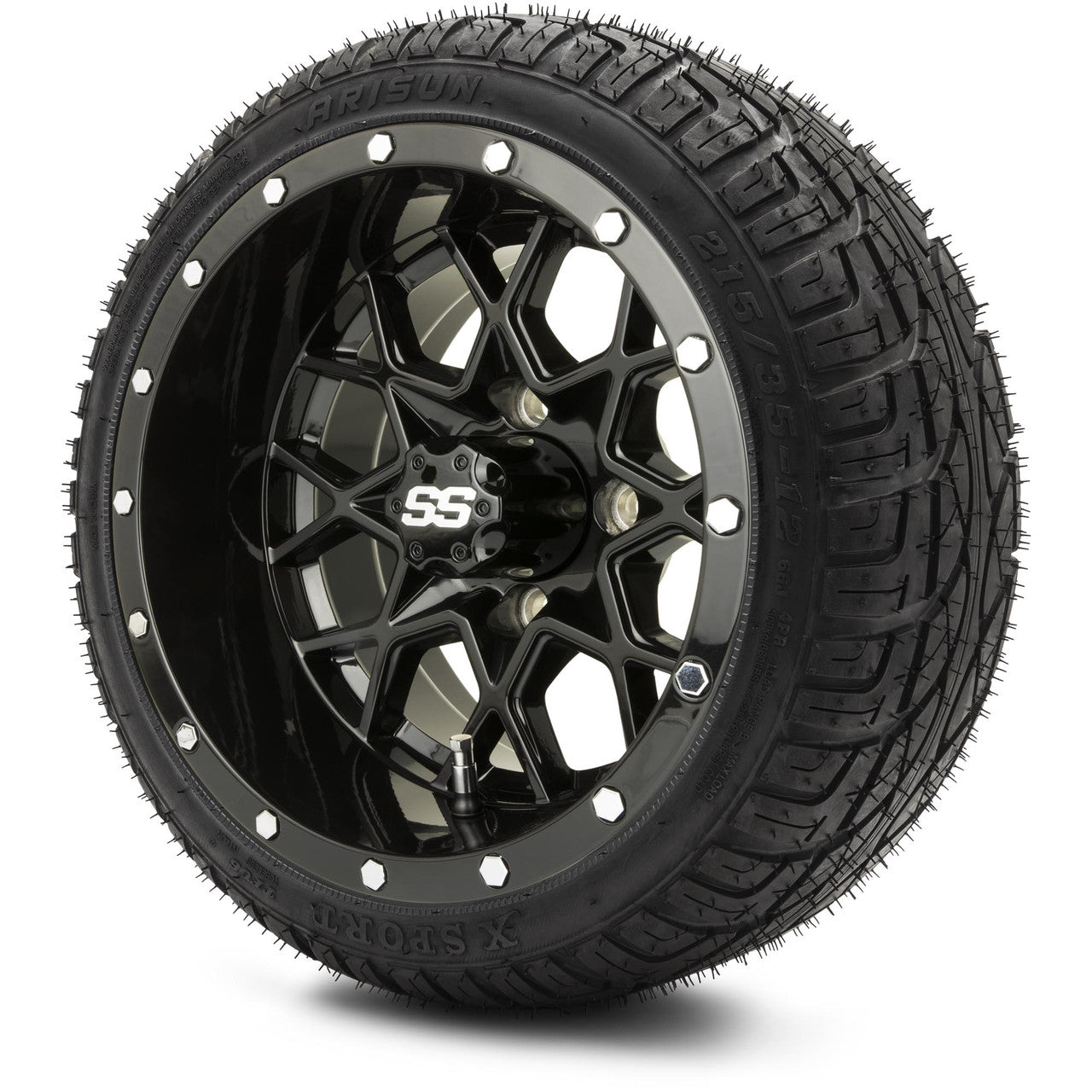 12" MODZ Vortex Glossy Black - Tire and Wheel Combo