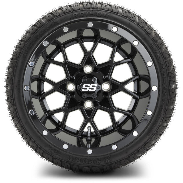 12" MODZ Vortex Glossy Black - Tire and Wheel Combo
