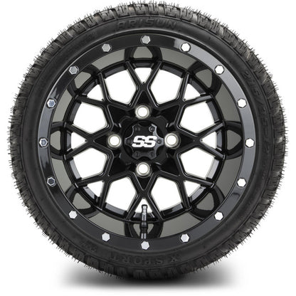 12" MODZ Vortex Glossy Black - Tire and Wheel Combo