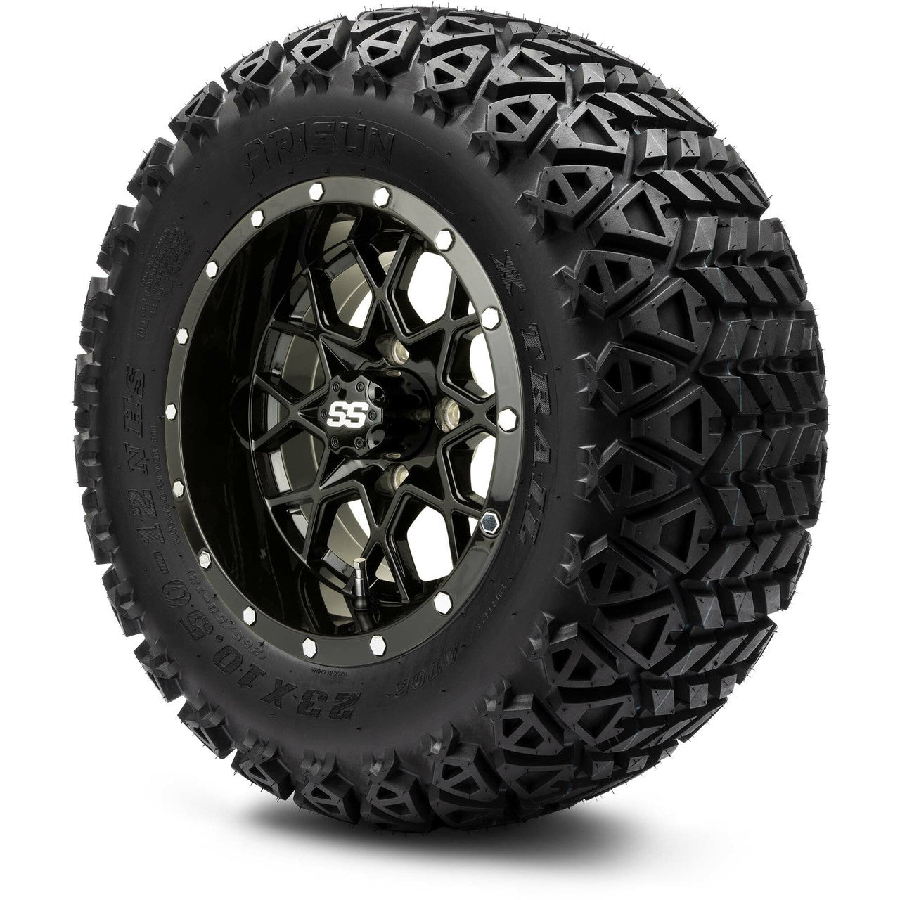 12" MODZ Vortex Glossy Black - Tire and Wheel Combo