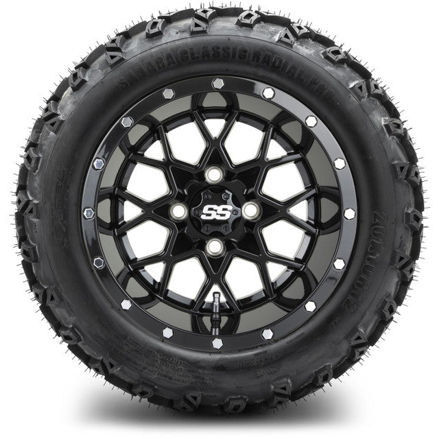 12" MODZ Vortex Glossy Black - Tire and Wheel Combo