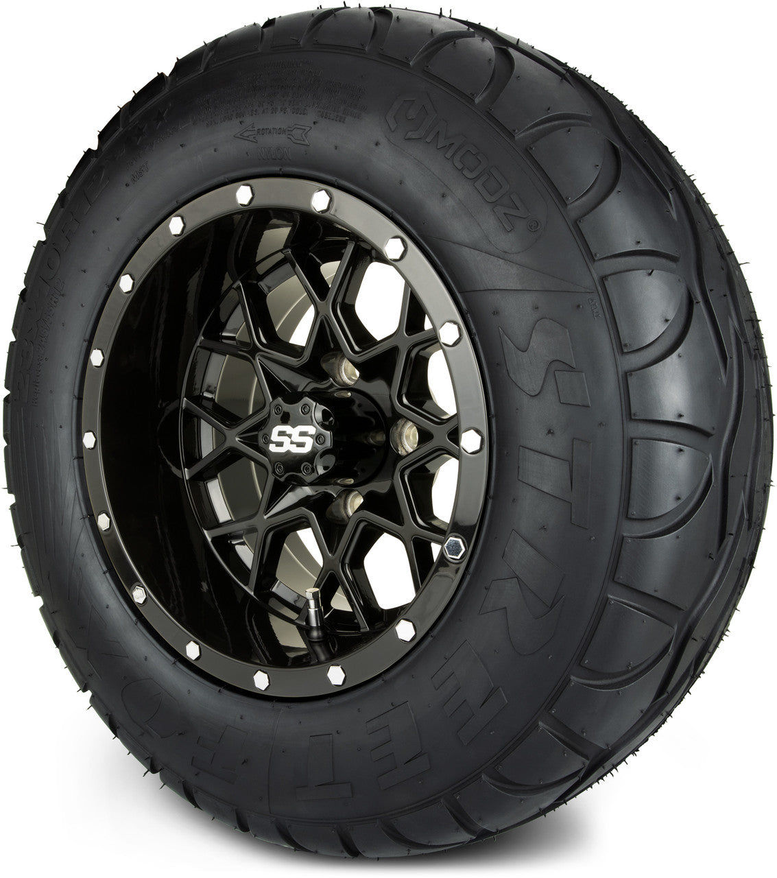 12" MODZ Vortex Glossy Black - Tire and Wheel Combo