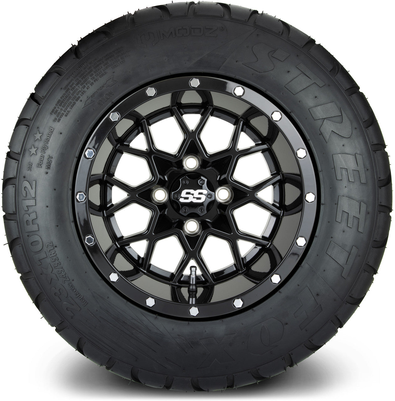 12" MODZ Vortex Glossy Black - Tire and Wheel Combo