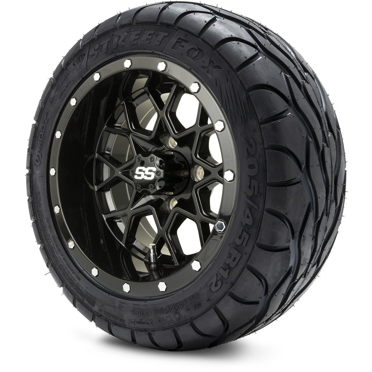 12" MODZ Vortex Glossy Black - Tire and Wheel Combo