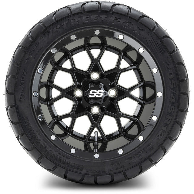 12" MODZ Vortex Glossy Black - Tire and Wheel Combo