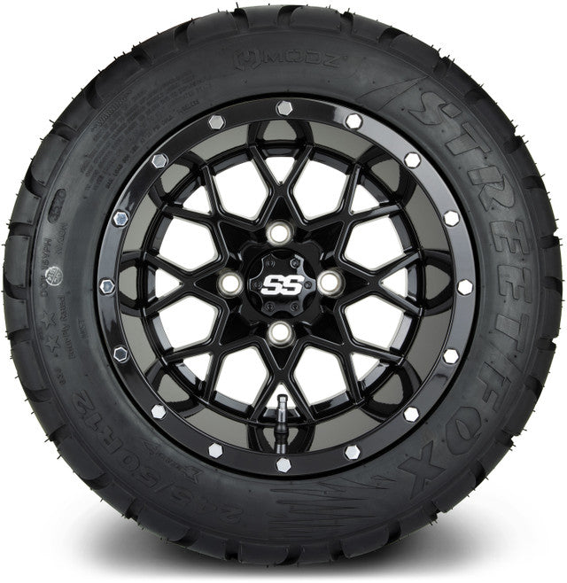 12" MODZ Vortex Glossy Black - Tire and Wheel Combo