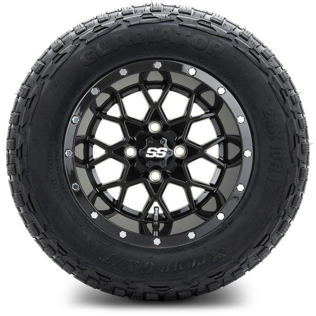 12" MODZ Vortex Glossy Black - Tire and Wheel Combo