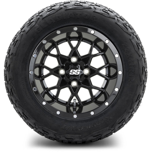 12" MODZ Vortex Glossy Black - Tire and Wheel Combo