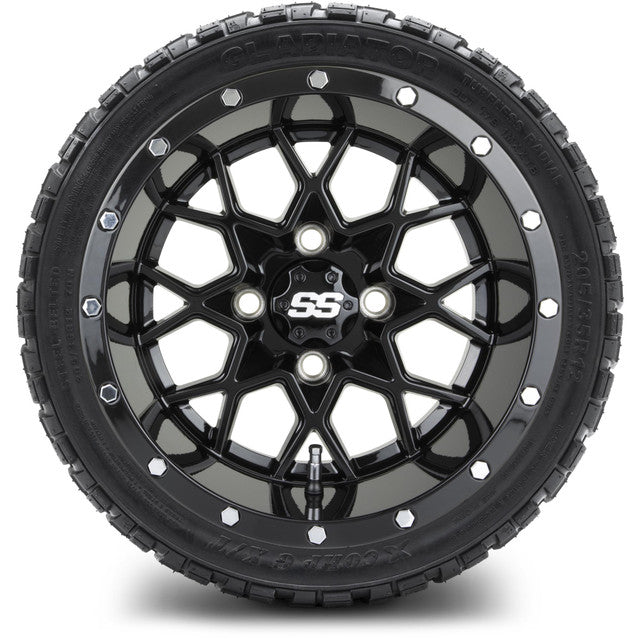 12" MODZ Vortex Glossy Black - Tire and Wheel Combo