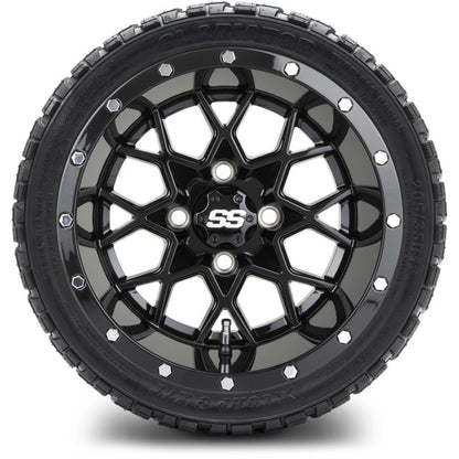 12" MODZ Vortex Glossy Black - Tire and Wheel Combo
