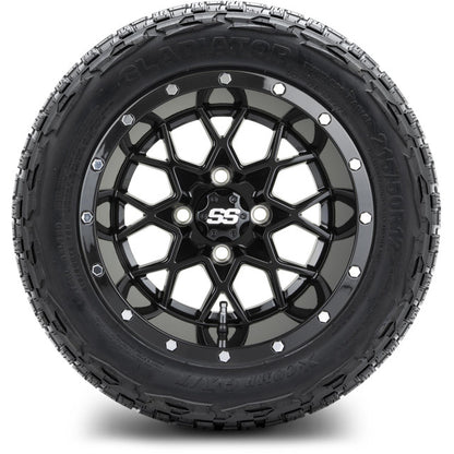 12" MODZ Vortex Glossy Black - Tire and Wheel Combo