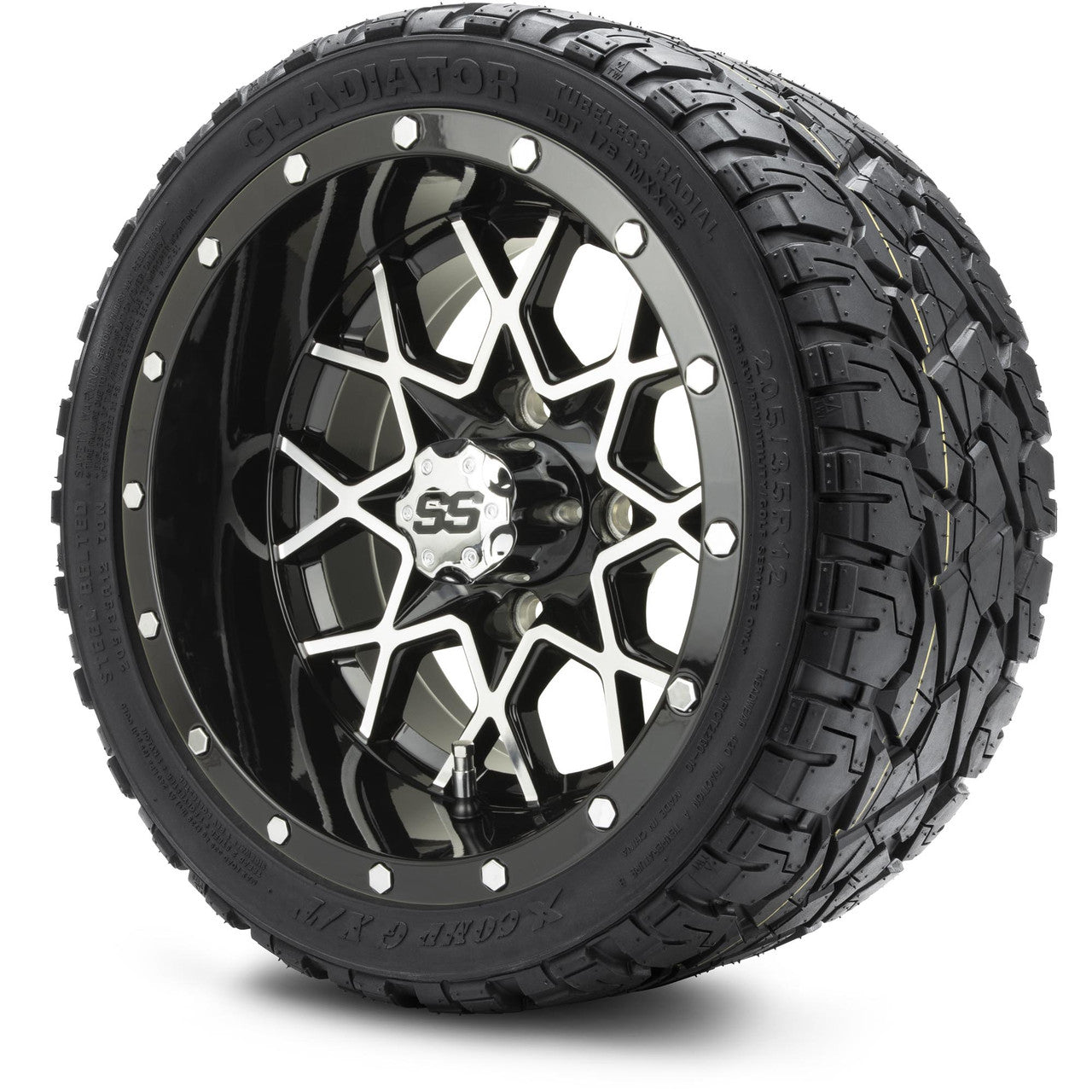 12" MODZ Vortex Machined Black - Tire and Wheel Combo