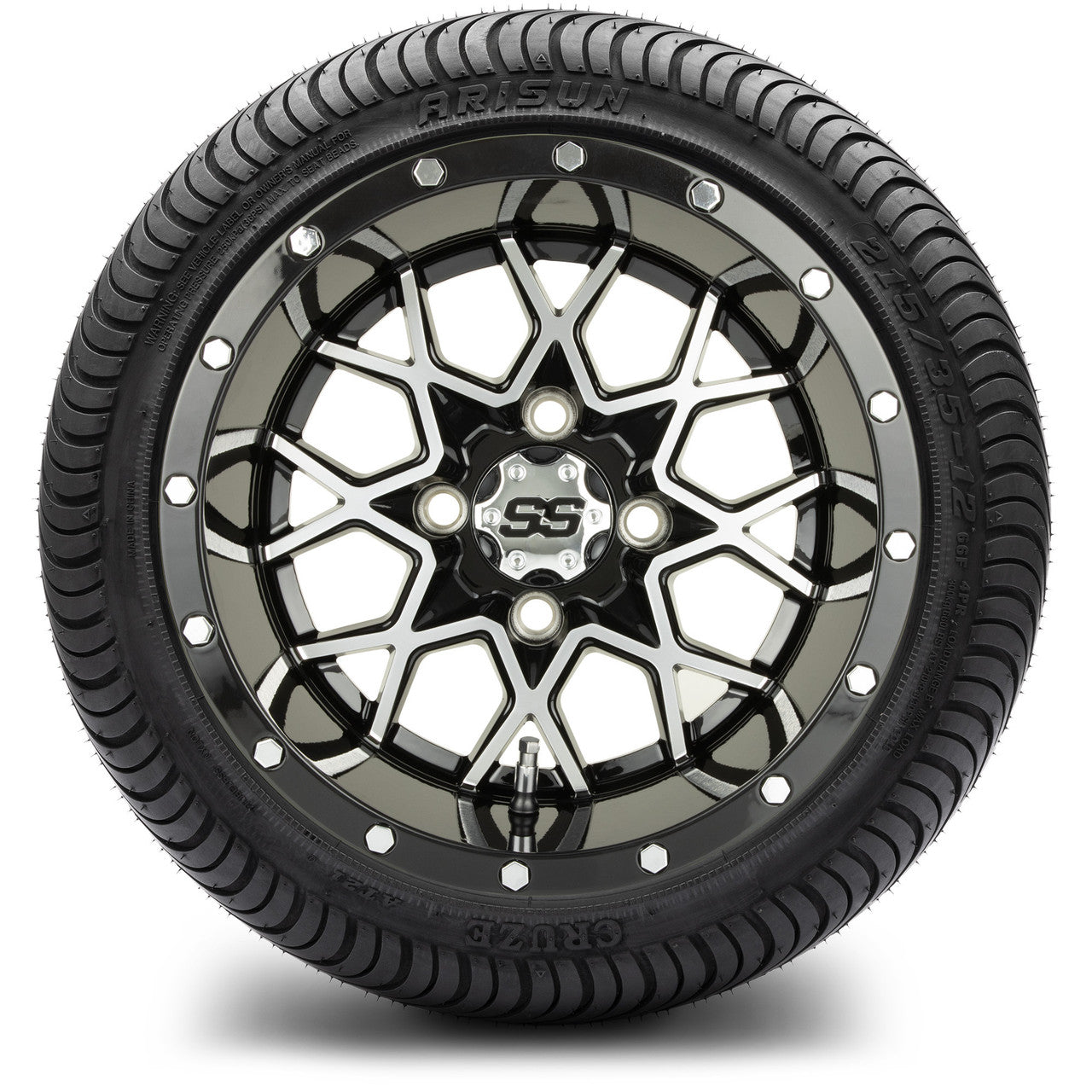 12" MODZ Vortex Machined Black - Tire and Wheel Combo