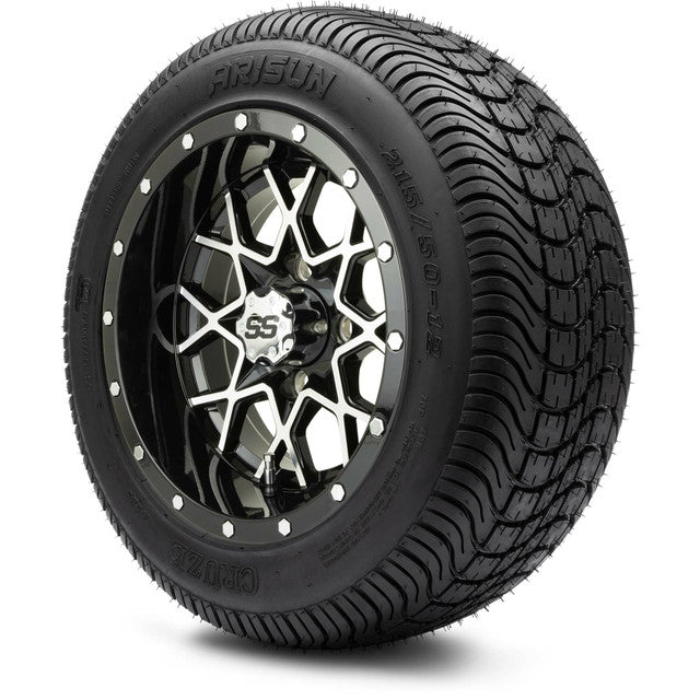 12" MODZ Vortex Machined Black - Tire and Wheel Combo