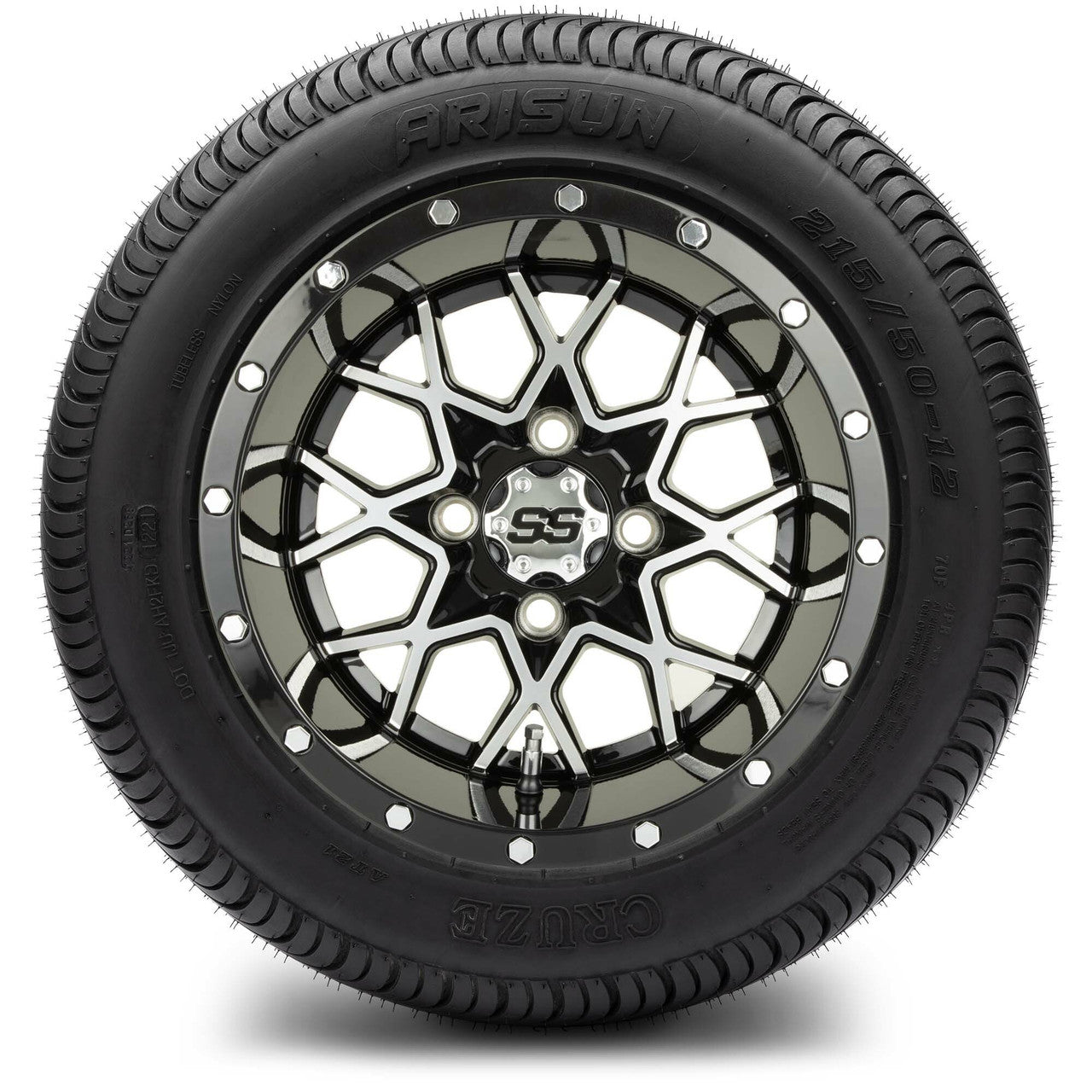 12" MODZ Vortex Machined Black - Tire and Wheel Combo