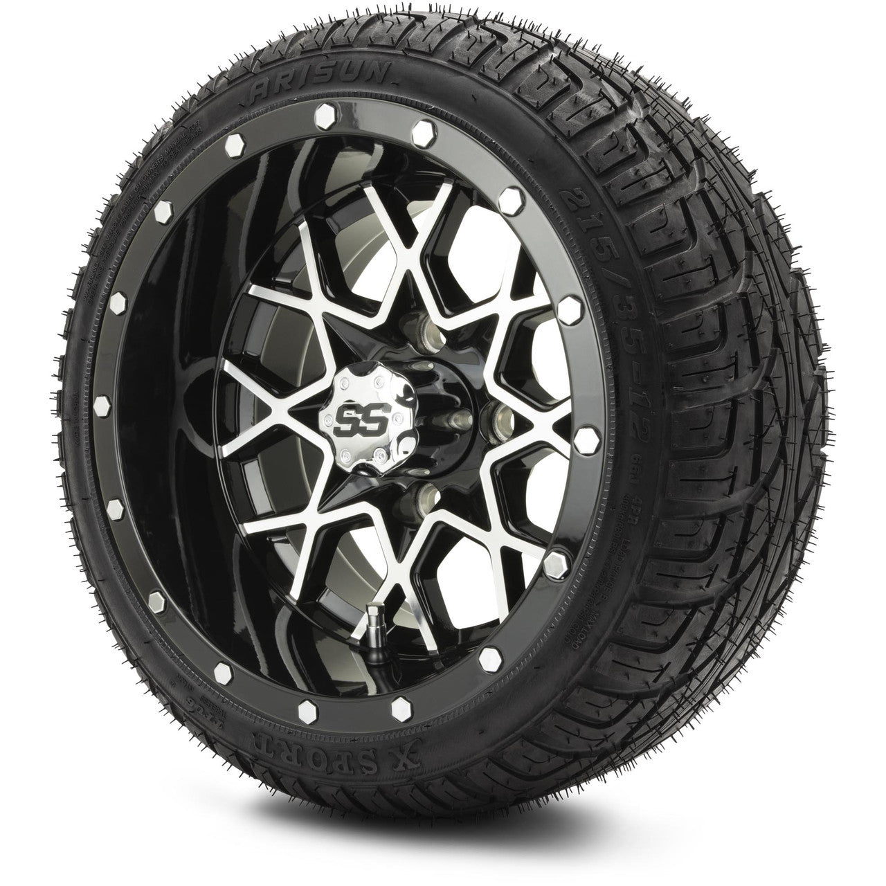 12" MODZ Vortex Machined Black - Tire and Wheel Combo