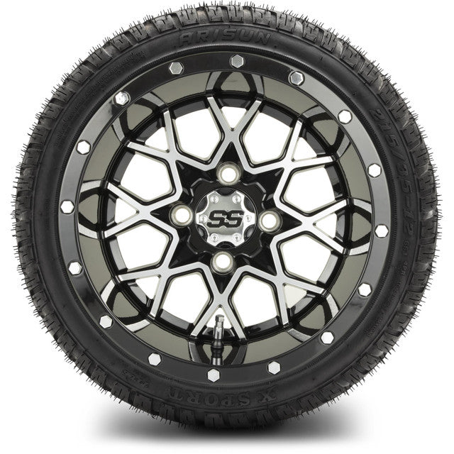 12" MODZ Vortex Machined Black - Tire and Wheel Combo