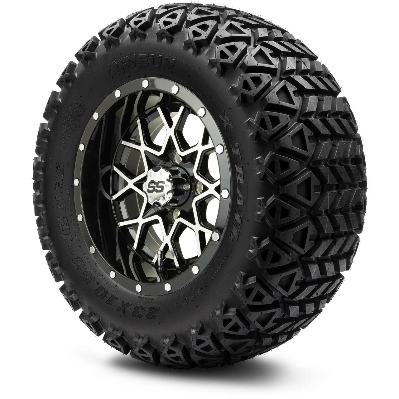12" MODZ Vortex Machined Black - Tire and Wheel Combo