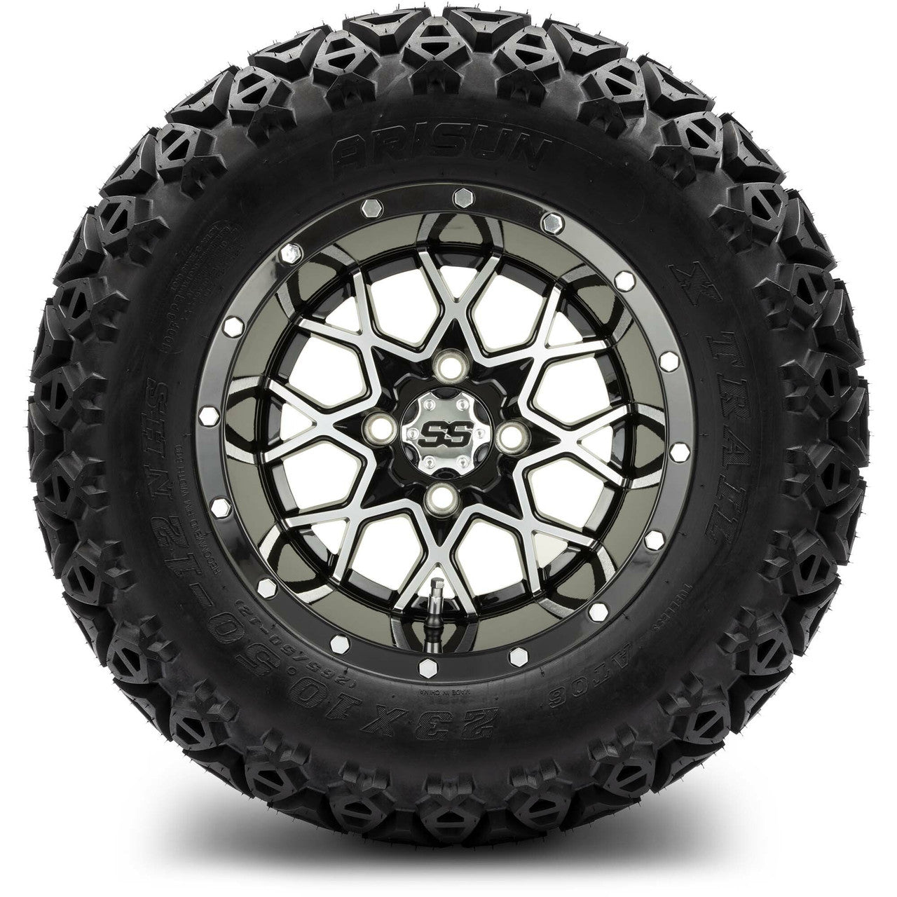 12" MODZ Vortex Machined Black - Tire and Wheel Combo