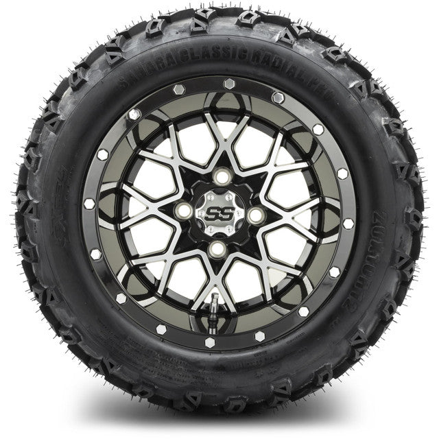 12" MODZ Vortex Machined Black - Tire and Wheel Combo