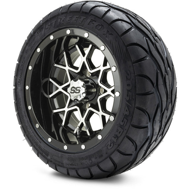 12" MODZ Vortex Machined Black - Tire and Wheel Combo
