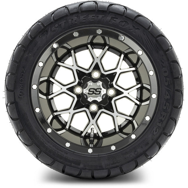 12" MODZ Vortex Machined Black - Tire and Wheel Combo
