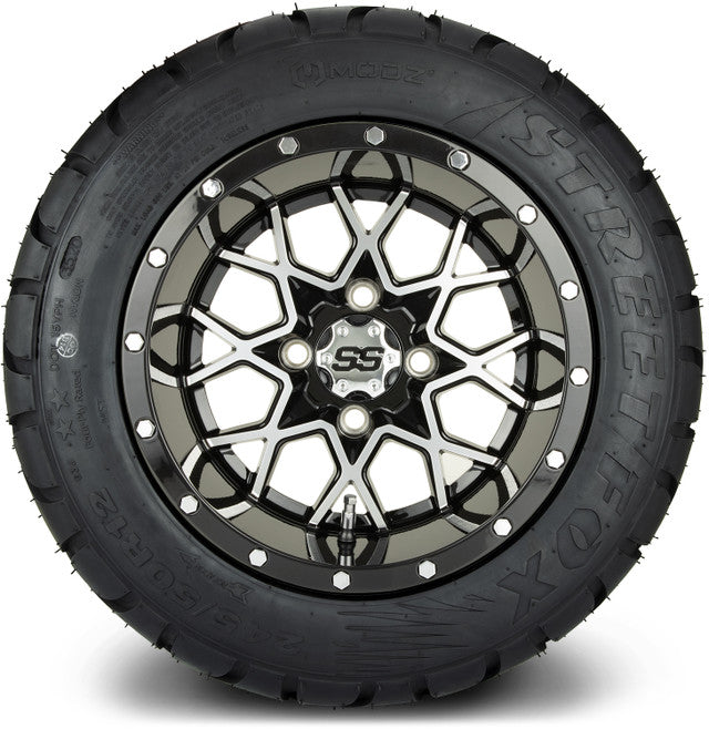 12" MODZ Vortex Machined Black - Tire and Wheel Combo