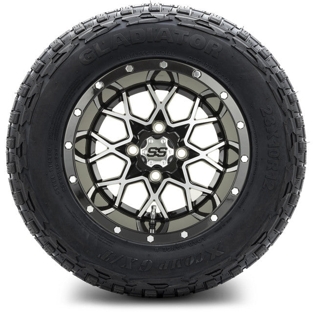 12" MODZ Vortex Machined Black - Tire and Wheel Combo