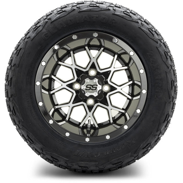 12" MODZ Vortex Machined Black - Tire and Wheel Combo