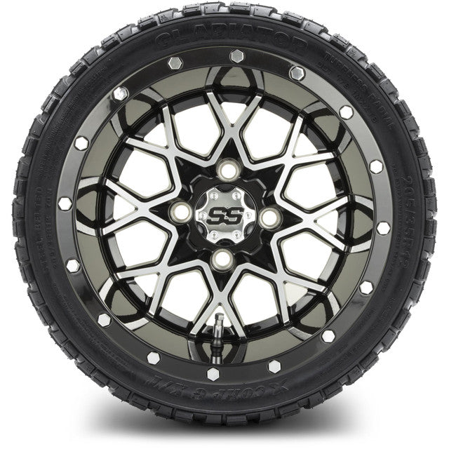 12" MODZ Vortex Machined Black - Tire and Wheel Combo