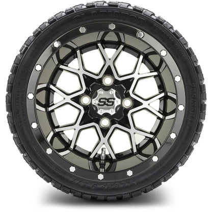 12" MODZ Vortex Machined Black - Tire and Wheel Combo