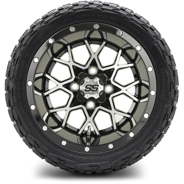 12" MODZ Vortex Machined Black - Tire and Wheel Combo